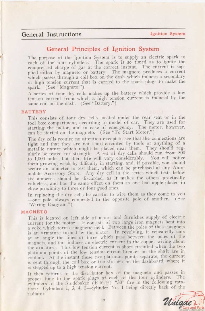 1912 Studebaker E-M-F 30 Operation Manual Page 13